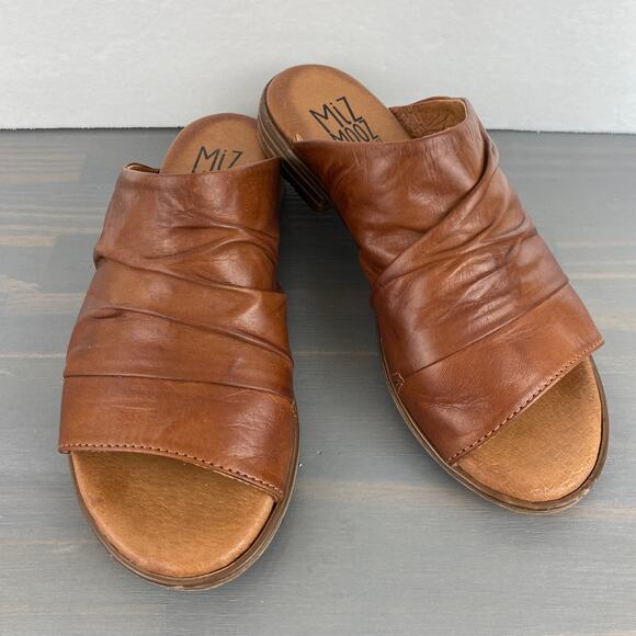 Miz Mooz Dandelion Slide Sandals Women EU36 US 6-6.5 Wide Width Brown Leather - Picture 2 of 10